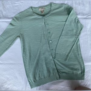 Loft 3/4 sleeve cardigan in pale mint color-size M